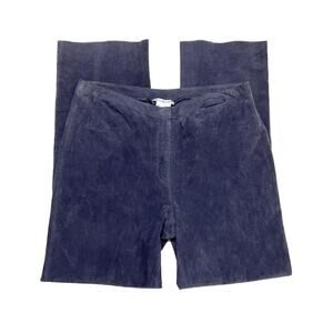 Co & Eddy Suede High Rise Pants Blue Straight Leg Women's 14 Paneled Retro Y2K